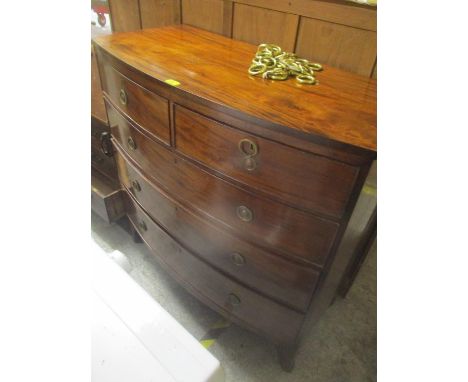 A 19th century mahogany bow front five drawer chest on bracket feet 