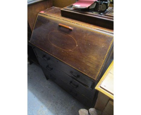 An Edwardian mahogany bureau having a fall flap above three drawers 36"h x 29 1/2"wLocation: G, together with a Victorian mah