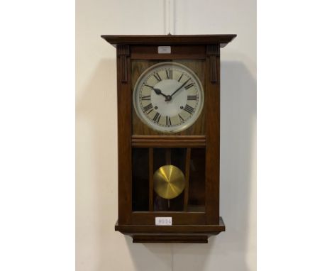 A 1930's oak cased Vienna style wall clock H66cm
