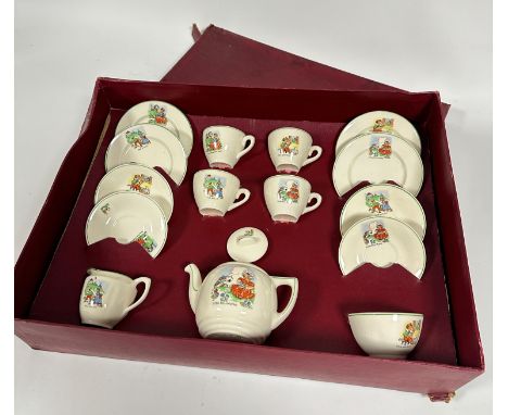 A 1930's childs dolls fifteen piece tea service in original fitted box, complete with, four cups, saucers, side plates, tea p