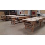 3x Timber Workbenches with Vice and Storage Under, Approx 4m x 1m - Located on 1st Floor. Contents