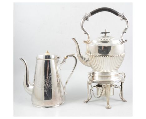 A quantity of silver-plated items, including a four piece teaset, plain polished finish decorated with a butterfly; a Britann