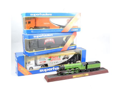 Die-cast models and vehicles, including Corgi Super-haulers, other Corgi, Lledo and other makers, mostly trucks and trains, s