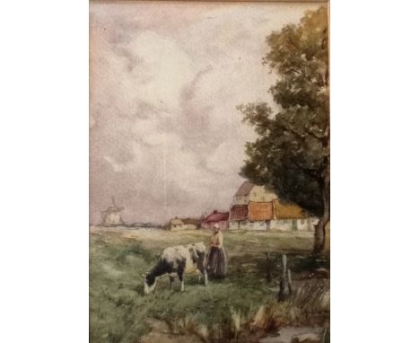J R Miller (Scottish), A Dutch Homestead, watercolour, 24cm x 17cm.