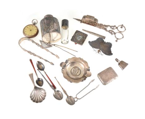 A collection of silver and silver plated items, including a cased silver commemorative medal by Arthur Fenwick, awarded to HW