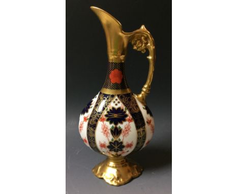 Royal Crown Derby - an 1128 pattern Kedlestone ewer, 26cm, first quality