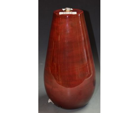 A Moorcroft banded flambe lamp base, 23.5cm high