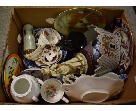 Ceramics - Gaudy Welsh; a ceramic model of a black cat; a Royal Doulton Series Ware plate printed with a gun dog; others; qty
