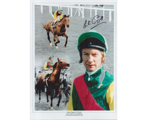 Horse Racing Lester Piggott signed 16x12 colourised montage print pictured with the legendary Nijinsky. Good condition. All a
