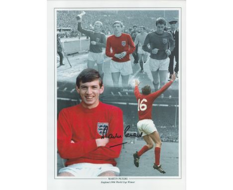 Football Martin Peters signed 16x12 England 1966 World Cup Winner montage print. Good condition. All autographs come with a C