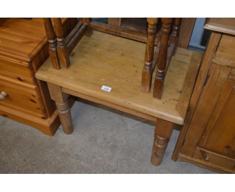 A stripped pine coffee table; and a pine hanging corner wall shelf 