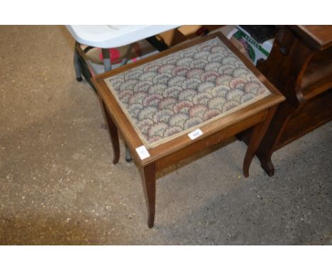 An Edwardian mahogany and inlaid piano stool