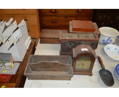 A two division cutlery tray; a Tempist Fugit mantel clock and various boxes
