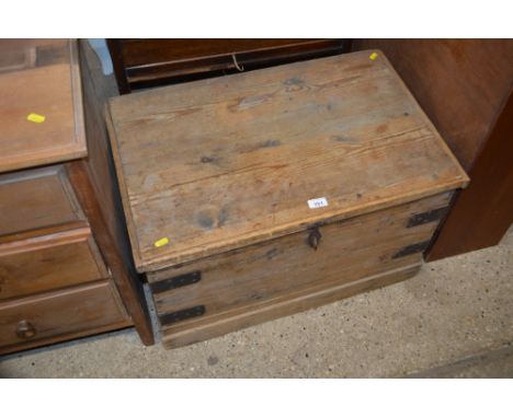 A pine and metal bound trunk 