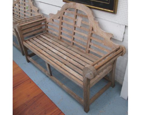 GARDEN BENCH, Lutyens style, with a slatted back, sides and seat, (similar to the previous lots 225 and 226) 165cm L x 103cm 