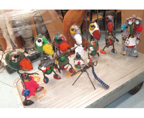 ANT ARMY, a set of seven, figures made from painted recycled metal and machine parts, 45cm H. (7)