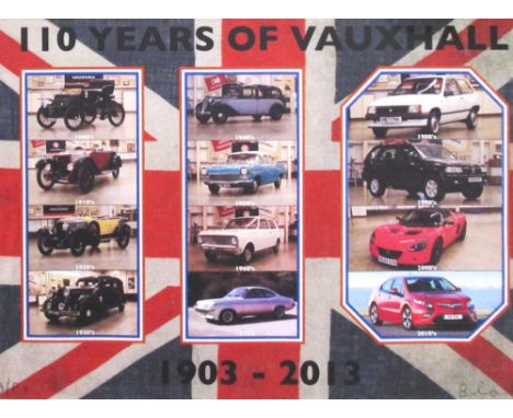 SIR PETER BLAKE RA (British, b.1932), '110 Years of Vauxhall', 2013, silkscreen, 28cm x 39cm, limited artist proof 3/10, sign