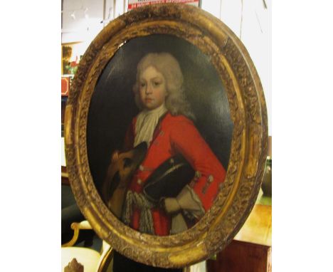 18TH CENTURY SCHOOL, 'Portrait of a Young Man with Hound', oil on canvas, 73cm x 60cm, framed. 