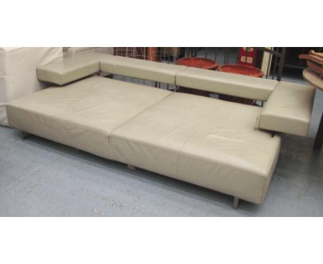 ARKETIPO LEATHER SOFA, of large proportions, in cream leather on metal supports with rising back rest, 270cm L. 