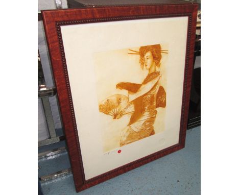 ALEJANDRO HERMANN, 'Japanese Girl with Fan', lithograph, with blindstamp and seal, 90cm x 49cm, numbered 2/10, signed lower l