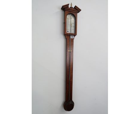 A hardwood cased Mercury Barometer by J. Blatt of Brighton - the temperature thermometer is damaged with the mercury missing