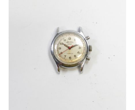 Favre-Leuba; A vintage gentleman's stainless steel manual wind chronograph watch, 'Stop', ref. 065 2314, 32mm. CONDITION REPO