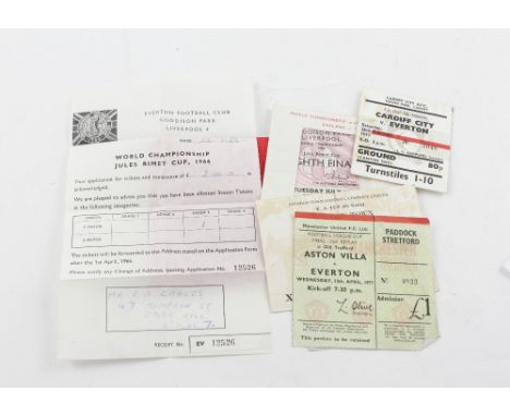 A World Championship Jules Rimet Cup, England 1966 season ticket envelope containing 1966 World Cup tickets for the 8th final