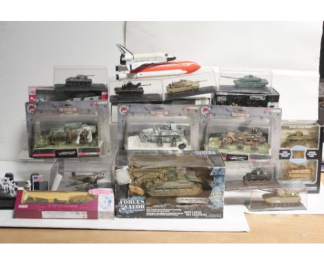 A collection of Corgi Skirmish vehicles, aviation models, a plastic Discovery Mission shuttle and take-off pad and three boxe