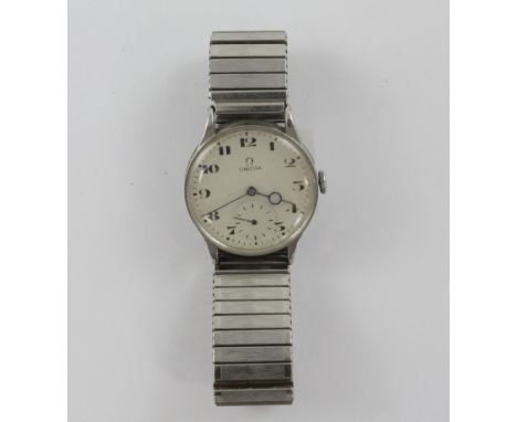 Omega; an early/mid-20th century gentlemen's wristwatch, the dial set with Arabic numerals and subsidiary seconds dial, withi