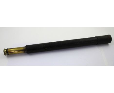 A single-draw Naval telescope by Ross with stitched leather barrel cover and end cap, length 56.5cm.