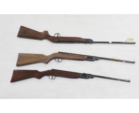 A Webley Ranger .177 break-action air rifle, a Diana Model 22 .22 break-action air rifle and a Webley Junior .117 break-actio