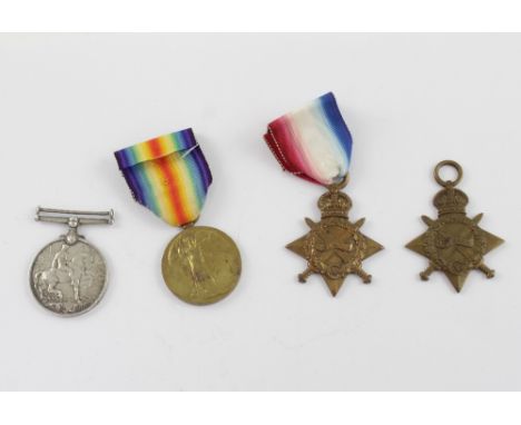 A pair of WWI medals to 5266 Pte.J.Oldham KR RIF, the War Medal and the Victory Medal, a 1914-15 Star to 5266 Pte.J.Oldham K.