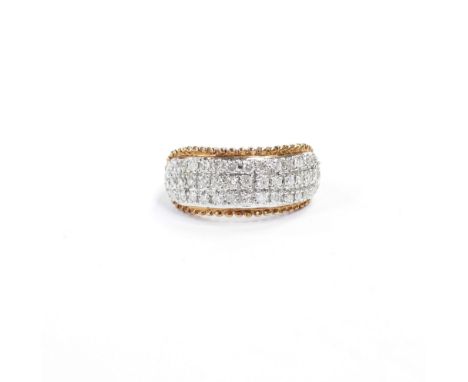 A 9ct yellow gold ladies' dress ring, pavé set with small white stones, size S, approx 8g.