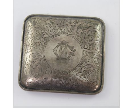 A George V hallmarked silver engine-turned cigarette case, Birmingham 1918, approx 3.3ozt.