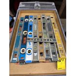 Lot of Assorted Length Levels and Measuring sticks.
