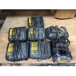Lot of 7 DeWalt Battery Chargers: (5) DCB115, (1) DCB101, (1) DW9116