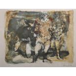Claude Weisbuch (1927-2014) French. Clowns by a Drum, Lithograph, Signed and Numbered 48/150 in