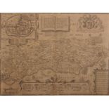John Speed (1552-1629) British after John Norden (c.1546/48-c.1626) British. "Sussex", Map, 15.25" x