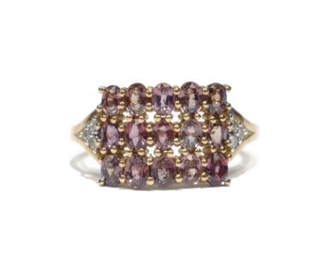 9ct sapphire and diamond cluster ring hallmarked  Condition Report Approx 3.7gm. Size = R-S 