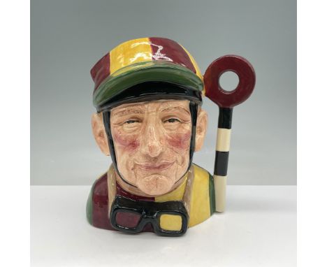 A large Royal Doulton character jug titled Jockey, model number D6625, designed by Michael Abberley. This piece features the 