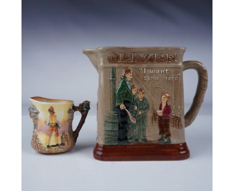 A charming set of two Royal Doulton Dickens Ware pieces featuring iconic scenes and characters from Charles Dickens novels. T