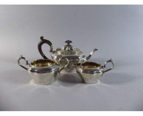 A Silver Three Piece Tea Service, Birmingham, Hallmarks for 1903 and 1905.