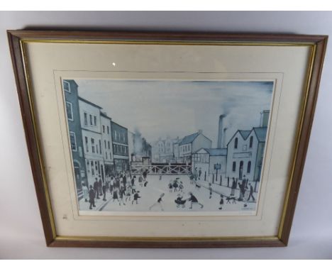 A Framed Lowry Print, "The Level Crossing, Burton Upon Trent" Signed in Pencil and Guild Stamp, 40.7 x 57.2cms. Has Faded (AR