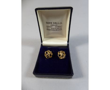 A Pair of Good Quality Vintage 9ct Gold Earrings, Hallmark Rubbed. Birmingham.