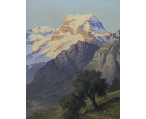 Jakob Edwin Bachmann (Swiss 1873-1957): Alpine Scene, oil on canvas signed 48cm x 38cm

DDS - Artist's resale rights may appl