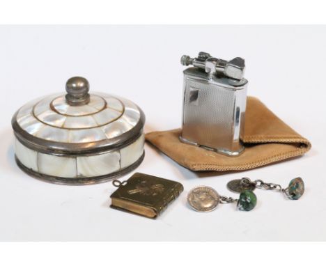 Pair of cufflinks formed from coins, one with George V 1919 silver thrupenny bit, the other a Moroccan Dirham inscribed 1299,