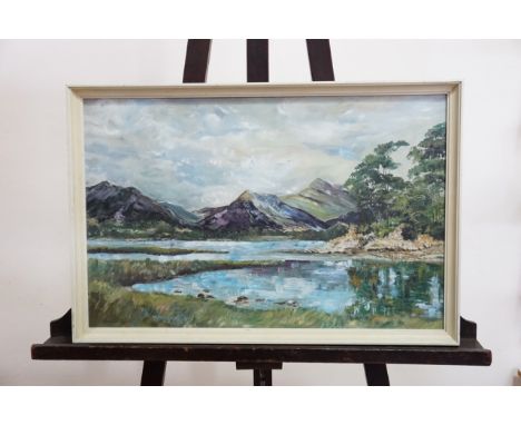 A***J***R***C (19th Century) Two views of the Lake District, including Derwentwater, acrylic on board, one dated '66, framed,