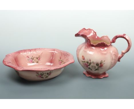 A Staffordshire wash ewer and basin