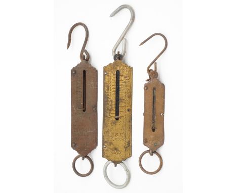 Three vintage brass spring balances