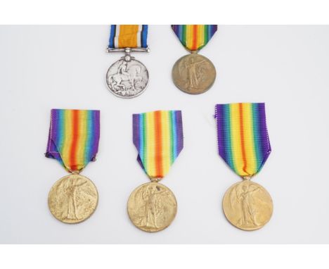 Four various Victory medals and a Great War medal to 28611 Pte J M Collier Northumberland Fus; 59762 Pte W Morgan, MGC; 40356